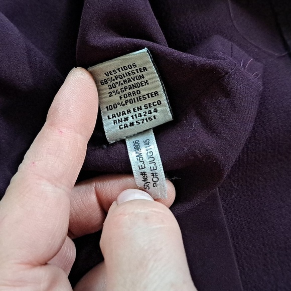 Maroon Tailored A-line Mini Flare Dress 3/4 Sleeve Pockets Unbranded Classy - Picture 9 of 9